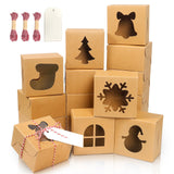 BEAVOING 36 PCS Brown Bakery Boxes with Window, 4x 4x 2.5 Christmas Cookie Boxes Small Christmas Treat Boxes Holiday Xmas Cake B