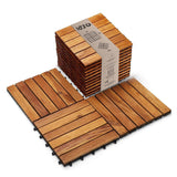 Idzo Interlocking Deck Tiles 10PCS Waterproof Acacia Wood Patio Tiles, Flooring Tiles for Both Indoor and Outdoor Decking St