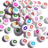 Yiizzxin 200pcs Colorful Acrylic Letter O Beads,4x7mm Round Flat Multicolor Letter O Beads,White Background Mixed Color Alphabet