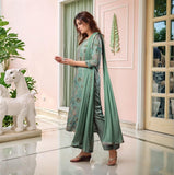 Anni Designer Women'S Rayon Viscose Straight Printed Kurta With Pant & Dupatta (Vice Green-Vks04_Xxl_Green_Xx-Large),Green,2XL,,,