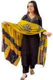 GoSriKi Ladies Cotton Blend Embroidered Straight Kurta with Trousers and Dupatta, Black, L