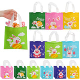 DIYASY Easter Gift Bags, 24 Pieces Bunny NonWoven Egg Bags with Handles for Easter and Egg Hunt