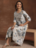 Libas Women'S Silk Floral A-Line Kurta (29228 Blue Blue Xl