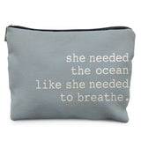 Likjad Ocean Beach Makeup Bag, Blue Coastal Cosmetic Bags for Women, Coastal Beachy Makeup Pouch, Gifts for Beach Lovers, Nautic