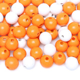 100 Pieces 16mm Orange/White Wood Beads, Hole 3mm, Painted Round Wooden Beads for Beading Garlands Crafts Making, Colorful Farmh