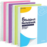 Emraw 5 Subject Notebook College Ruled Spiral White Paper 180 Sheets Perfect For Writing Sketching In Class, Home, Office (Pack