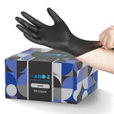 HandE Touch Black Nitrile Disposable Gloves Large, 50 Count BBQ, Tattoo, Hair Dye, Cooking, Mechanic Gloves Powder and Late