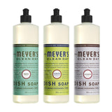 Mrs. MEYERS Signature Scents 3-Piece Liquid Dish Soap Set Refreshing Lemon, Soothing Lavender, and Fresh Basil (16 oz Each)