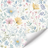 LHIUEM Watercolor Floral Wallpaper, Peel and Stick Self-Adhesive Wall Stickers, Botanical Flower Wallpaper for Bathroom Bedroom
