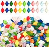 LITMIND Mosaic Tiles for Crafts Bulk, 1.1 LB Crystal Glass Mosaic Pieces, Diamond Shape Rainbow Mix for DIY Art Projects