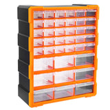 Amazon Basics Wall Mount Hardware and Craft Storage Cabinet Drawer Organizer 39 Drawers, Black, Orange, 15 L x 6.3 W x 18.6 H in