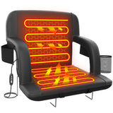 Suteck Dual-Side Heated Stadium Seat with Back Support, 23 Wide Cushion, Foldable Bleacher Chair W/USB 3-Level Heating, 5 Storag