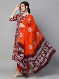 Gosriki Women'S Cotton Blend Printed Straight Kurta With Pant & Dupatta (Karka Op-Wine-Gs_L_Wine_Large),Wine,,B0CD7RZ8X4
