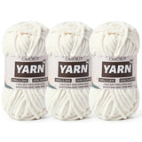 3 Pack White Fluffy Chunky Chenille Crochet Yarn, Baby Yarn for Crocheting Soft Blanket, Bulky Velvet Yarn (100g/54.8yds Each),