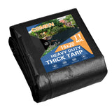 CSMEN Tarp Heay Duty Waterproof 16x20ft,Black Tarps Plastic Tarp Cover Poly Tarpaulin for Outdoor Cover,Emergency Rain,Roof, Poo