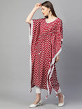 Anni Designer Women'S Crepe Printed Kaftan Kurti (Farhima-Red-1Nwe_S_Red_Small),Red,S,Crepe,Regular,Kurti, kurta