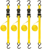 STANLEY S10004-12 Black/Yellow 1 X 12' Ratchet Straps - 500 LBS Safe Working Load / 1,500 LBS Break Strength, 4 Pack