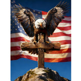 DIYDECORFUN 5D Diamond Art Painting Kit for Adults Beginners: American Independence Day Full Drill Flag Eagle Cross Gem Painting