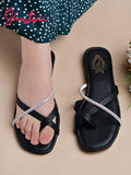 Shoetopia Women'S Flat-185 Flat Sandal-3 Kids Uk (Flat-185-Black)-Eu36,Black,3,B0D4JTQYWV