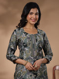 Anni Designer Women'S Rayon Blend Straight Printed Kurta With Palazzo (Kanjirang Green-Nw_L_Green_Large),Green,L,,,