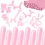 260 Macaron Pink Balloons for Balloon Arch and Animals, with 50 Long Balloons Included