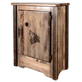 Montana Woodworks Homestead Collection Accent Cabinet With Laser Engraved Wolf Design, Right Hinged, Stain & Clear, Stained & Cl