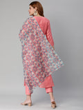 Anni Designer Women'S Cotton Blend Traditional Straight Embroidered Kurta And Pant With Dupatta Set (Salaya Peach_Xl_Peach_X-Large),Peach,XL,Cotton Blend,Regular,Kurta, Scarf