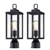 GRUENLICH Outdoor Post Lighting Fixture Pole Lantern, E26 Medium Base Max 60W, Metal Housing Plus Glass, Matte Black Finish, Bul