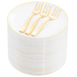 Festiva 200Pcs Gold Dessert Plates 6.3 with Forks 5- Small Disposable Dessert/Cake/Appetizer Plates Plates- serve 100 guests inc