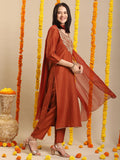 Anni Designer Women'S Rayon Viscose Embroidered Straight Kurta With Pant & Dupatta (Galpatiyo Mustard-Vks03_Xl_Mustard_X-Large),Mustard,XL,,,