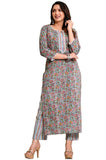 Gosriki Women'S Cotton Blend Printed Straight Kurta With Pant (Dawai Green-Snw-Gs_M_Green_Medium),Green,,B0C5TGWQQ8
