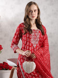 Anni Designer Women'S Rayon Blend Straight Printed Kurta With Pant & Dupatta (Maasa Red-Vks02_S_Red_Small),Red,S,,,