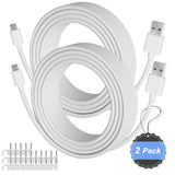2-Pack 30FT USB to Micro USB Extension Power Cable, Long Charging Cord, 21AWG OFC, Oxygen-Free Copper, Compatible with Wyze Cam,