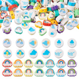 Elecrelive 130Pcs Weather Theme Polymer Clay Beads Rainbow Cloud Rain Lightning Spacer Beads Polymer Clay Charms for Friendship