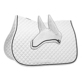Equinavia Voss All Purpose Saddle Pad and Bonnet Set for Horses - White/Black - Horse