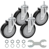 Finnhomy Swivel Caster Wheels 5 Inch Threaded Stem Casters Set of 4 Heavy Duty 3/8-16 x 1 Anti-wear Polyurethane Industrial Cast