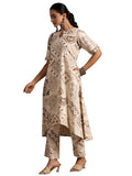 Libas Womens Printed Cotton Straight Kurta With Trousers