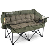 Huskfirm Double Camping Chairs Padded Loveseat Chair for 2 Person - Heavy Duty Oversized Camping Couch for Adults Outdoor Lawn B