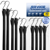 Bolvixor Bungee Cords with Hooks (10 Pack) - 10, 15, 21, 31 Heavy Duty EPDM Rubber Tarp Straps, Max Stretch 2X, Load 180+ LBS, C