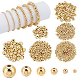 PH PandaHall 600pcs 18k Gold Spacers Beads, 6 Size Little Round Loose Beads Smooth Gold Ball Brass Beads for Summer Hawaii Stack