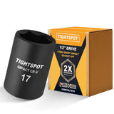 TIGHTSPOT 1/2 Inch Drive 17mm Shallow Impact Socket with Anti-Rounding 6 Point Design, Heat-Treated CRV Steel