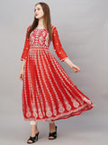 Anni Designer Women'S Georgette Chikankari Embroidered Anarkali Kurti (Kari Red-Kds_Xl_Red_X-Large),Red,XL,Georgette,Anarkali,
