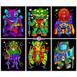Stuff2Color Aliens 6-Pack Of Fuzzy Velvet Coloring Posters -Like New