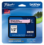 Brother Genuine Ptouch TZEMQF31 Tape, 1/2 (0.47) Wide Standard Laminated Tape, Black on Pastel Purple, Laminated for Indoor