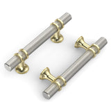 Coinkoly 10 Pack 3''(76mm) Gold and Brushed Nickel Cabinet Knobs Gold Knurled Knobs for Dresser Kitchen Drawer Pulls Hardware fo