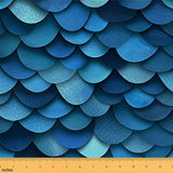 Mermaid Scales Upholstery Fabric by The Yard, Ocean Fish Scales Decorative Fabric for Home Accents, 10 Yards, Ocean Blue