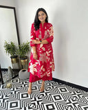 Anni Designer Women'S Rayon Viscose Straight Printed Kurta With Palazzo (Savya Pink_Xl_Pink_X-Large),Pink,XL,,,