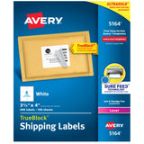 Avery Printable Shipping Labels with Sure Feed, 31/3 x 4, White, 600 Blank Mailing Labels (5164)