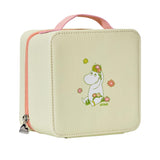 dearcloud Moomin Seaside Daisy Cosmetics Bag - Cute Faux Leather Makeup Organizer with Plush Lining, Travel-Ready (Yellow Floral