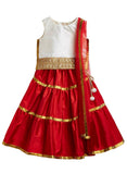 A.T.U.N Girls synthetic Readymade Lehenga Choli(GLHG GOT IVR_13-14_Ivory-Red_13 Years-14 Years)